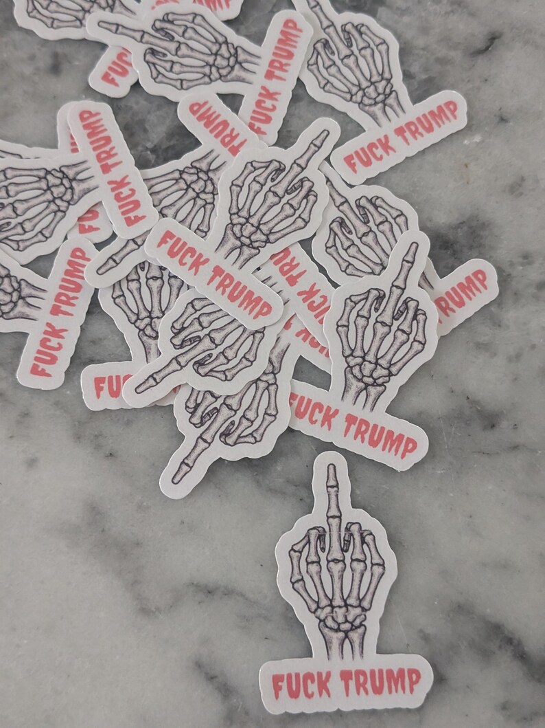 Skeleton Middle Finger Sticker Anti-trump Skeleton Middle Finger Sticker – Waterproof Vinyl Decal (1.5 ...