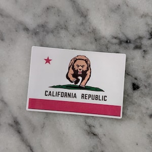 California Republic Bear Sticker – 3&quot; Waterproof Vinyl Decal | Grizzly Protest Sticker | California Pride | State Flag Remix