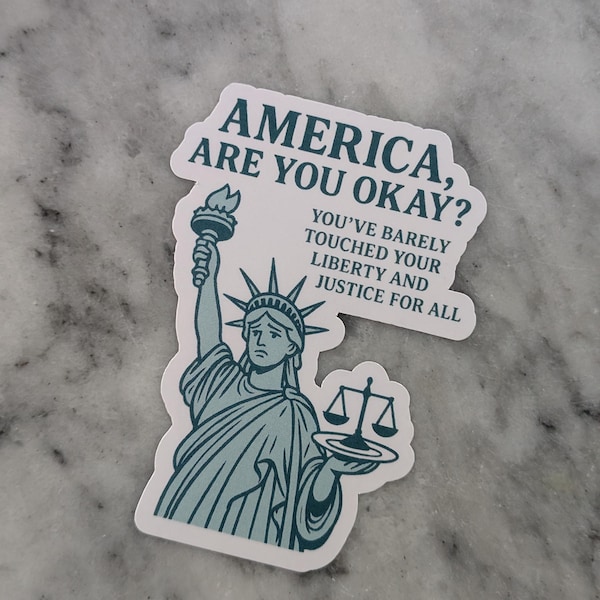 America Are You Okay? | Liberty and Justice for All Sticker | Protest Sticker | Political Statement | Activist Decal | Satire Sticker