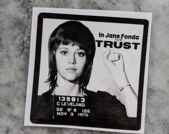 Jane Fonda Mugshot Sticker - Waterproof Vinyl Decal