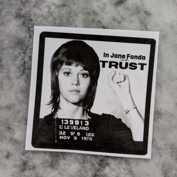 Jane Fonda Mugshot Sticker - Waterproof Vinyl Decal