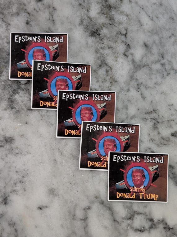 Anti Trump Sticker Pack – Epstein’s Island Parody Stickers – Political Satire Waterproof Vinyl Decals, Funny Gag Gift, Protest Stickers