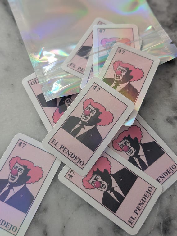 Waterproof Political Loteria Stickers El Pendejo Sticker Waterproof Dishwasher Safe Vinyl Activist Sticker Anti Trump Politics Sticker Pack