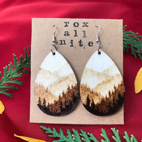 Mountain Wood Burn Earrings