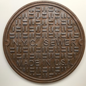 WD6. 24&quot; Replica New York Sewer Manhole Cover Wall Decor | Manhole Cover Wall Art Iconic Big Apple Memento.