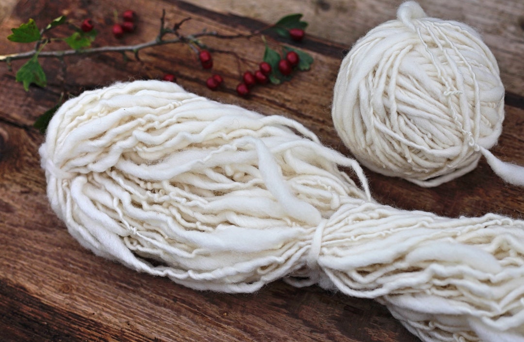 Handspun German Merino Wool, Cream White, Single Yarn, Artyarn, Bulky ...