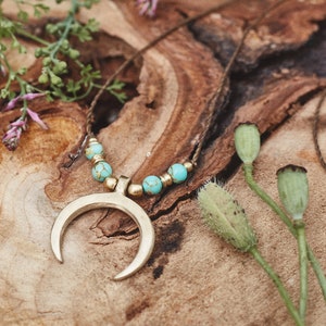 Moon Necklace - Crescent Moon - Brass Jewelry - Handmade Necklace - Moon Symbol - Moon - Delicate Necklace - For Her