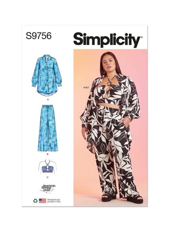 Simplicity S9756 | Misses' and Women's Shirt, Pants and Halter Top