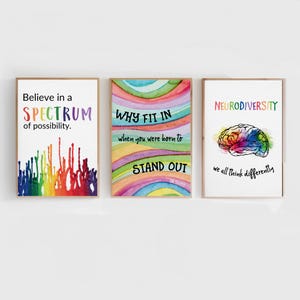 Bundle of 3 Autism Awareness Posters | JPEG Digital Downloads | Autism Quote Wall Art | Special Ed | Autism Classroom | SPED
