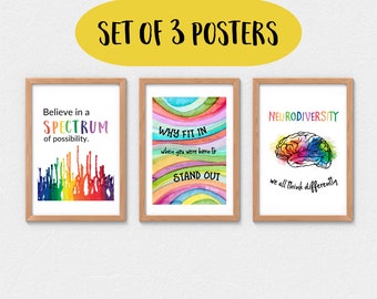 Bundle of 3 Autism Awareness Posters | JPEG Digital Downloads | Autism Quote Wall Art | Special Ed | Autism Classroom | SPED