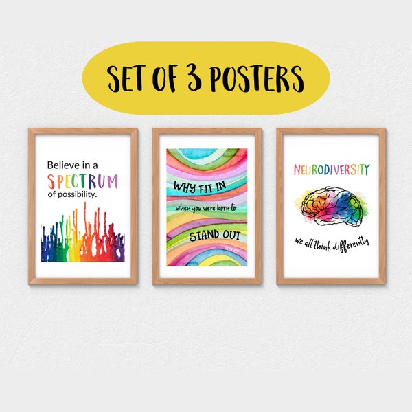 Bundle of 3 Autism Awareness Posters | JPEG Digital Downloads | Autism Quote Wall Art | Special Ed | Autism Classroom | SPED