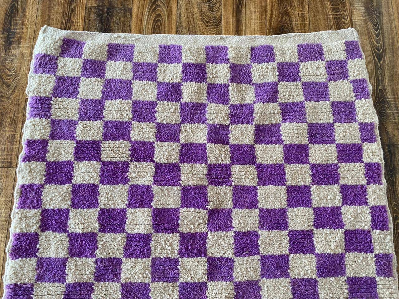 Handmade Checkered Carpet 100 Wool and Cotton Etsy UK