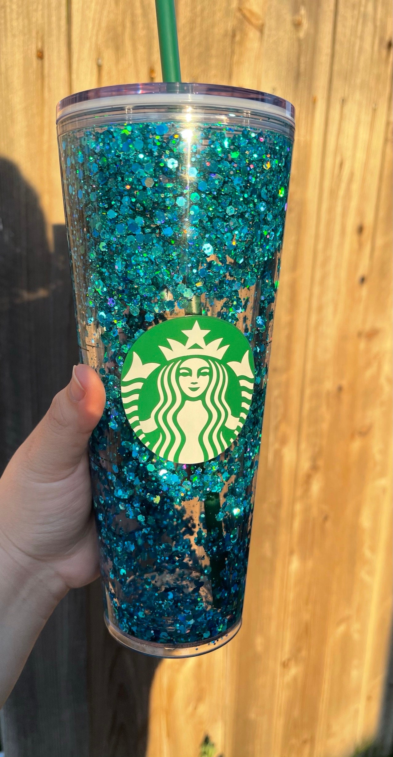 Starbucks Snow Globe Tumbler Tropical Blue Glitter Cup Mermaid Etsy