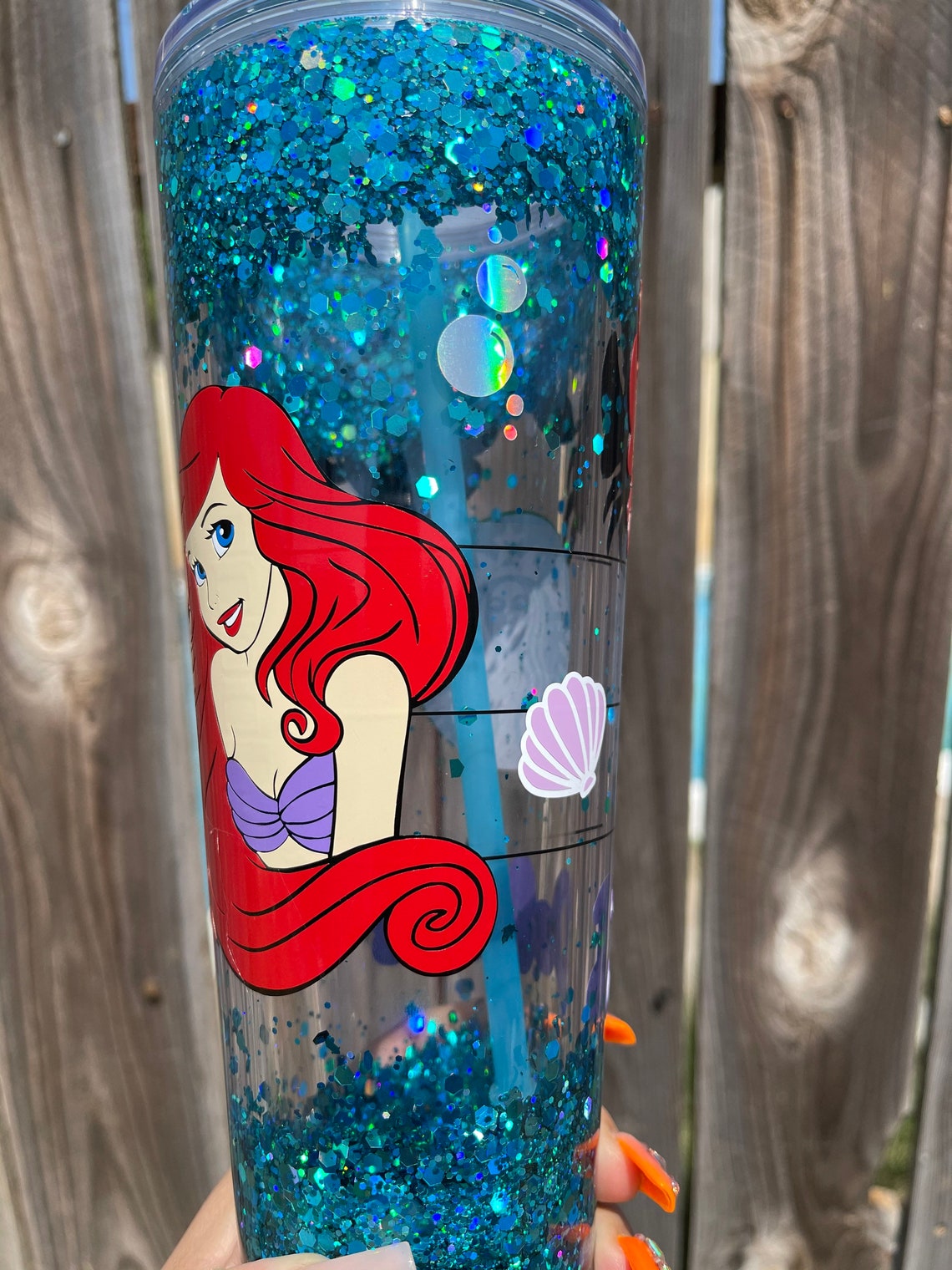 Disney Snow Globe Tumbler Little Mermaid Glitter Starbucks Cup Etsy