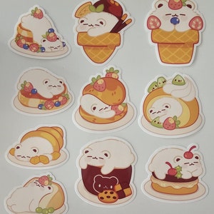 Lindas pegatinas de postres con forma de oso polar kawaii