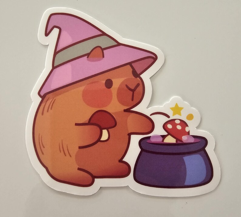 Cute Kawaii Witch/wizard Capybara Stickers Halloween - Etsy