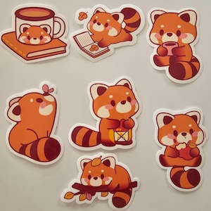 Niedliche Kawaii Herbst Roter Panda Aufkleber