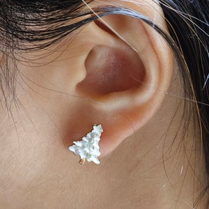 White Christmas Tree Stud Invisible Clip On Earrings