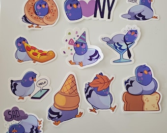 Leuke kawaii-stickers New York City-duif