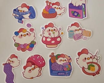 Cute Kawaii Crafting Chicken Stickers