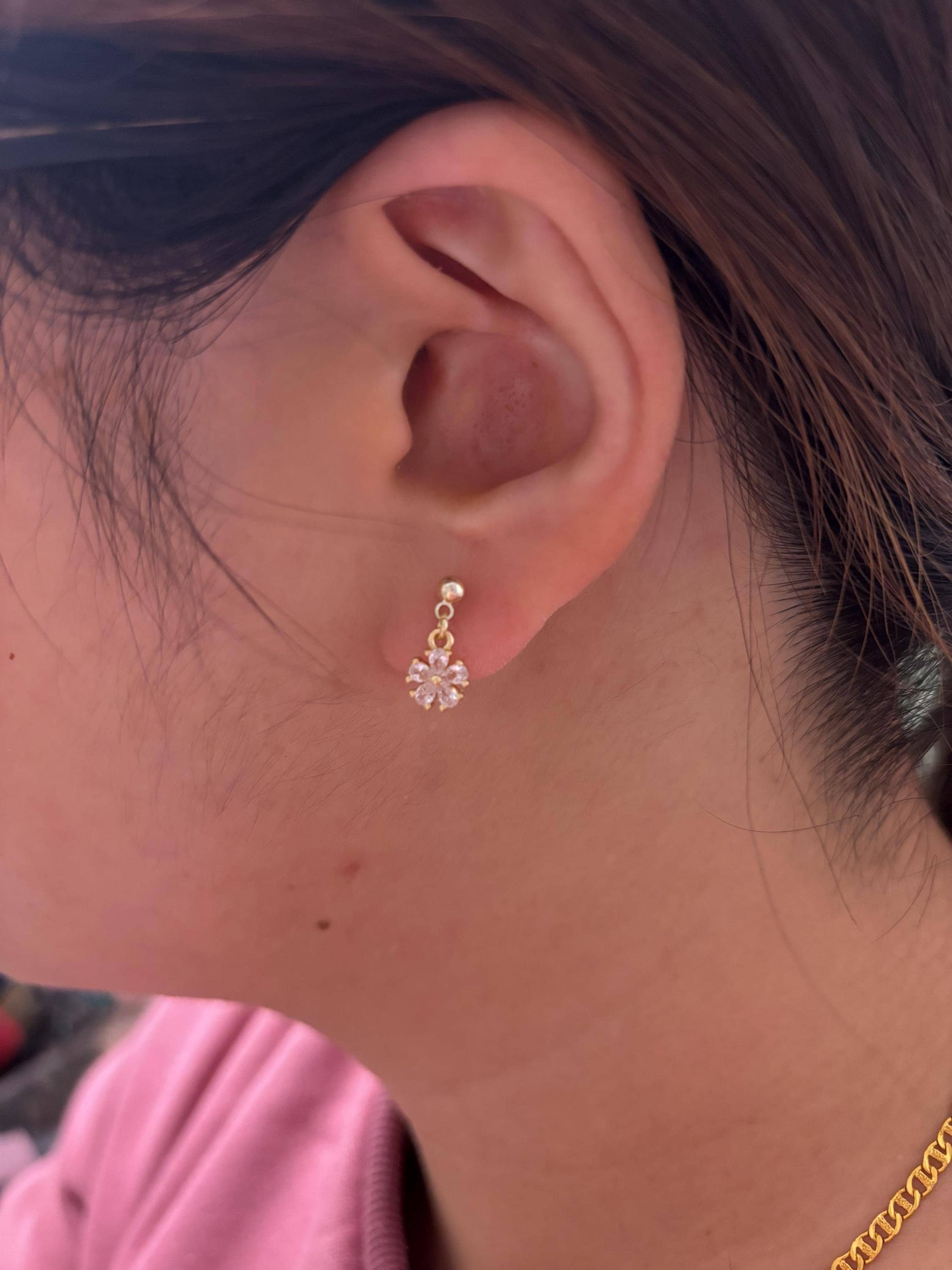 Dainty Rhinestone Flower Invisible Clip On Earrings