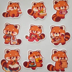 Leuke kawaii-stickers rode panda snack
