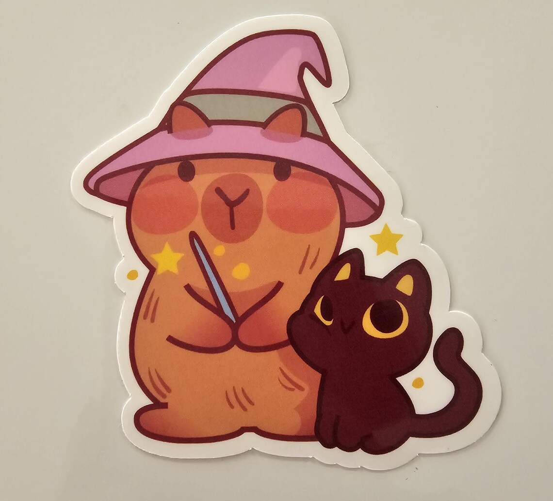 Cute Kawaii Witch/wizard Capybara Stickers Halloween - Etsy
