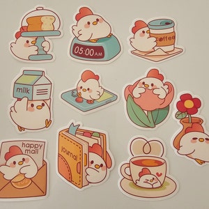 Autocollants mignons de poulet kawaii