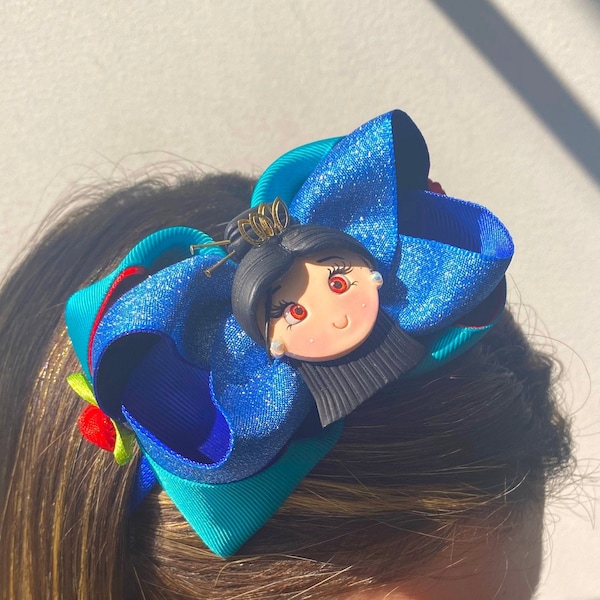 Disney Princess Mulan Girl's Kid's Headband with Blue Large Glitter Bow