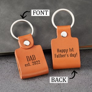 Dad Est 2022 キーチェーン、父の日ギフト、パーソナライズされたレザーキーチェーン、夫への誕生日プレゼント、新しいお父さんキーチェーン、初めてのお父さんへのギフト