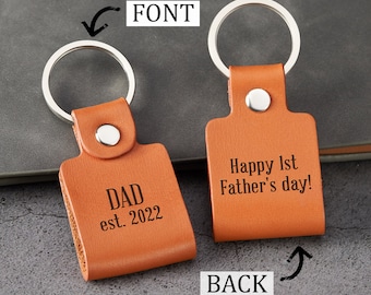 Dad Est 2022 Keychain, Father's Day Gift, Personalized Leather Keychain, Birthday Gift for Husband, New Dad Keychain, First Time Dad Gift