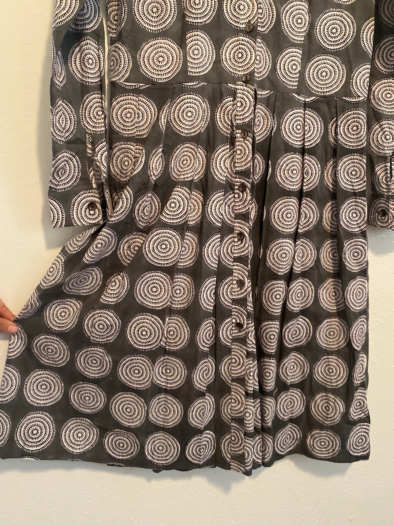 Funky Patterned Dress With Pleats and Buttons Etsy UK