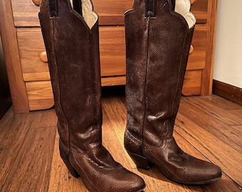 Vintage Justin TAN Snakeskin Leather Cowboy Boots Men\'s Sz 9.5 D Style 8694‎ USA justin snakeskin boots products for sale | eBay main image 3