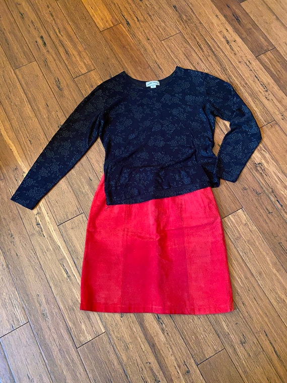 Vintage, Women’s suede skirt, Red, Mini, Size 11 - image 1