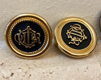 vintage Chris Dior gold and black clip on earrings
