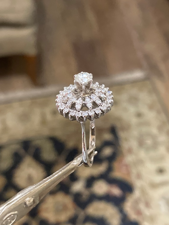 Vintage diamond cocktail ring/ princess diamond ring