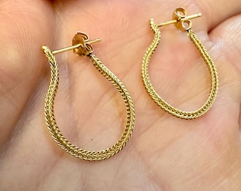 14k foxtail chain earrings/ 1980s style