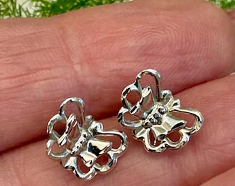 14k white gold butterfly earrings