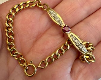 vintage 18k Ruby and diamond chain bracelet