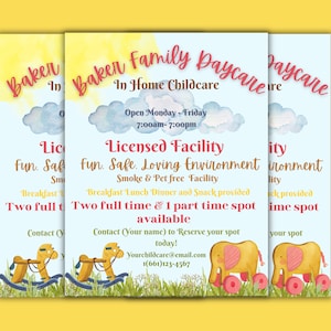 Child Care Provider Editable Advertisement - Daycare Flyer Template - Baby Sitter Business Form - Printable Canva Poster - Play Centre PTO