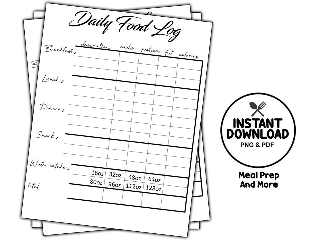 Daily Macro Diet Food Log- Water Tracker- Daily Health Routine ...