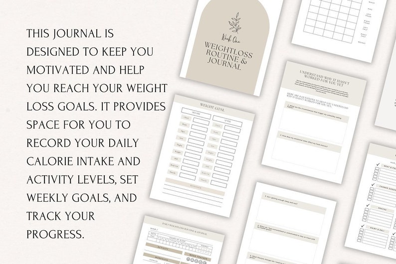 Weight Loss Tracker Canva Template Wellness Fitness Planner Mental