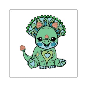 Berry Green Dinosaur Square Stickers