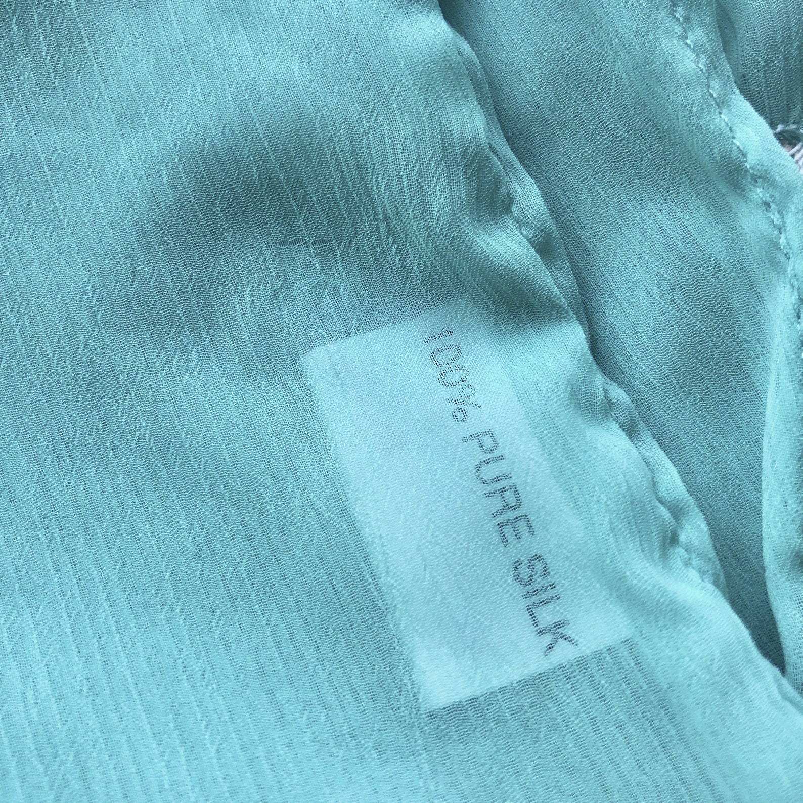 Vintage Y2K Indian Sheer Silk Chiffon Pastel Turquoise Silver Etsy