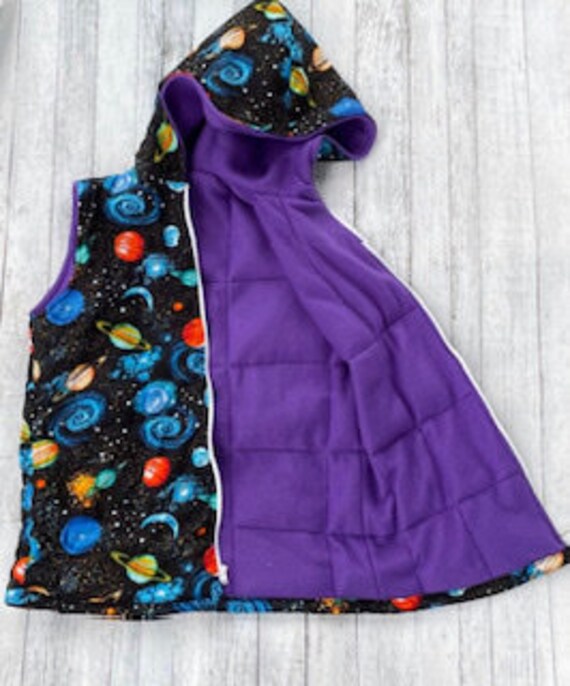 Space Kids Weighted Hoodie Vest. Child Size Weighted Vest Etsy