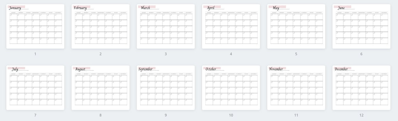 Printable Minimalistic Calendar Etsy