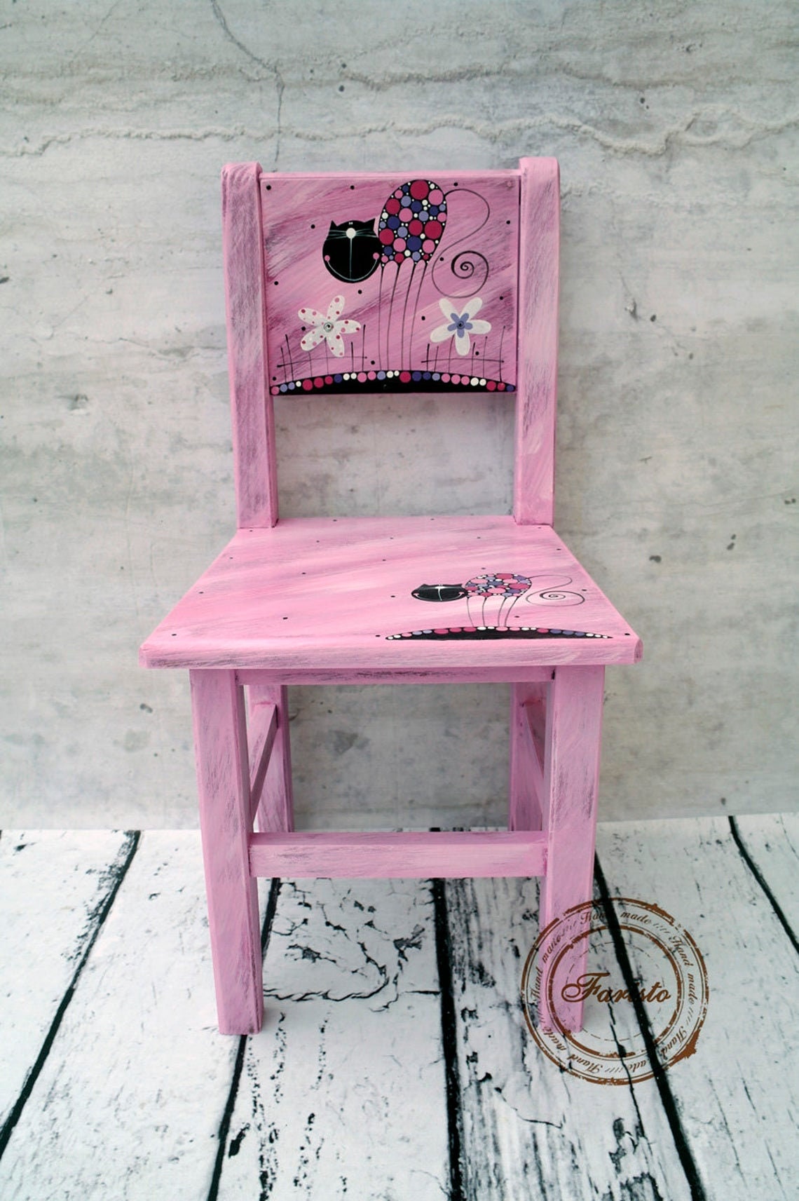 Personalized Wooden Nursery Chair, Hand Made Pink Kids Chair, Chair for Little Kids, Painted