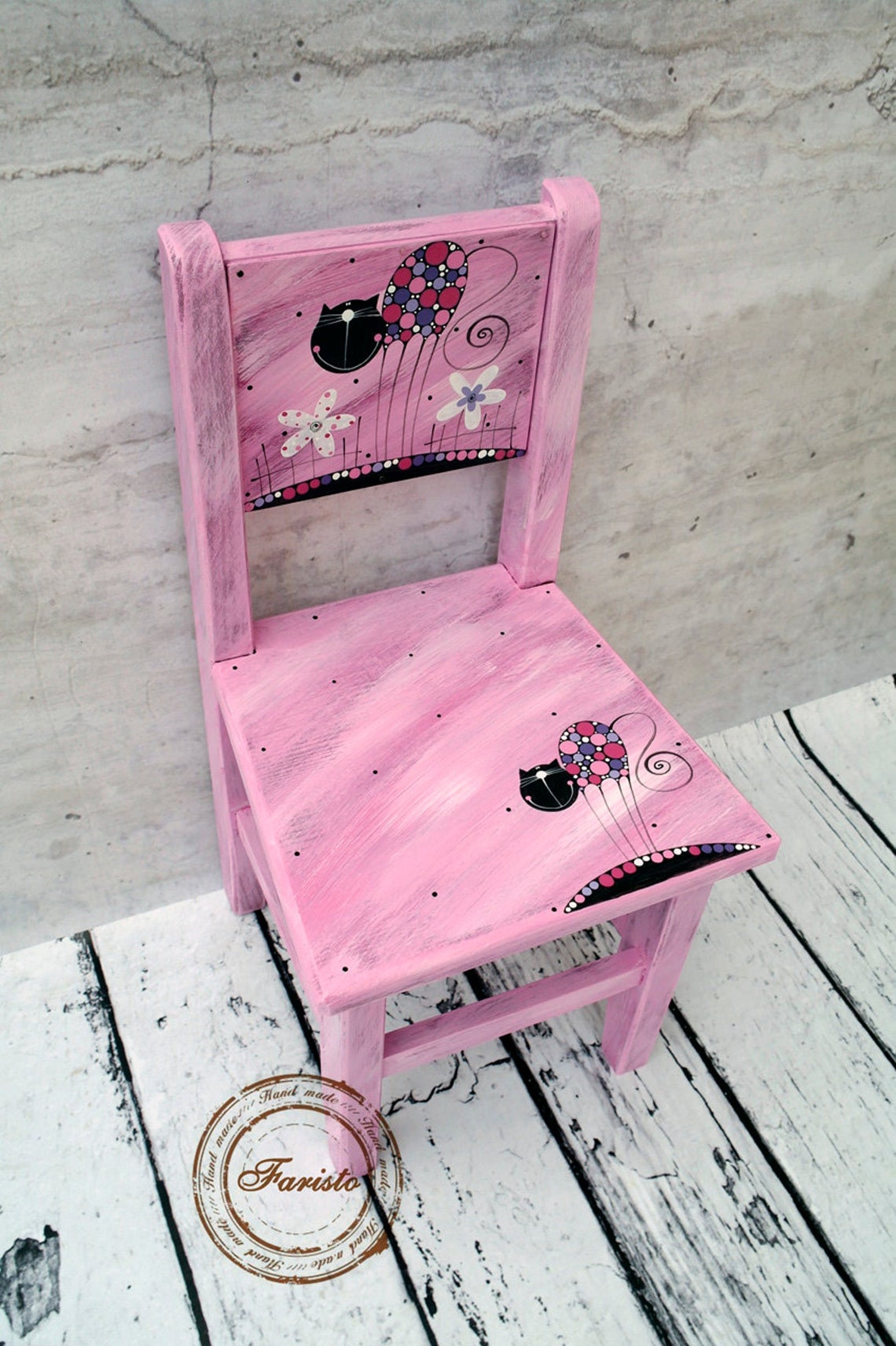 Personalized Wooden Nursery Chair, Hand Made Pink Kids Chair, Chair for Little Kids, Painted
