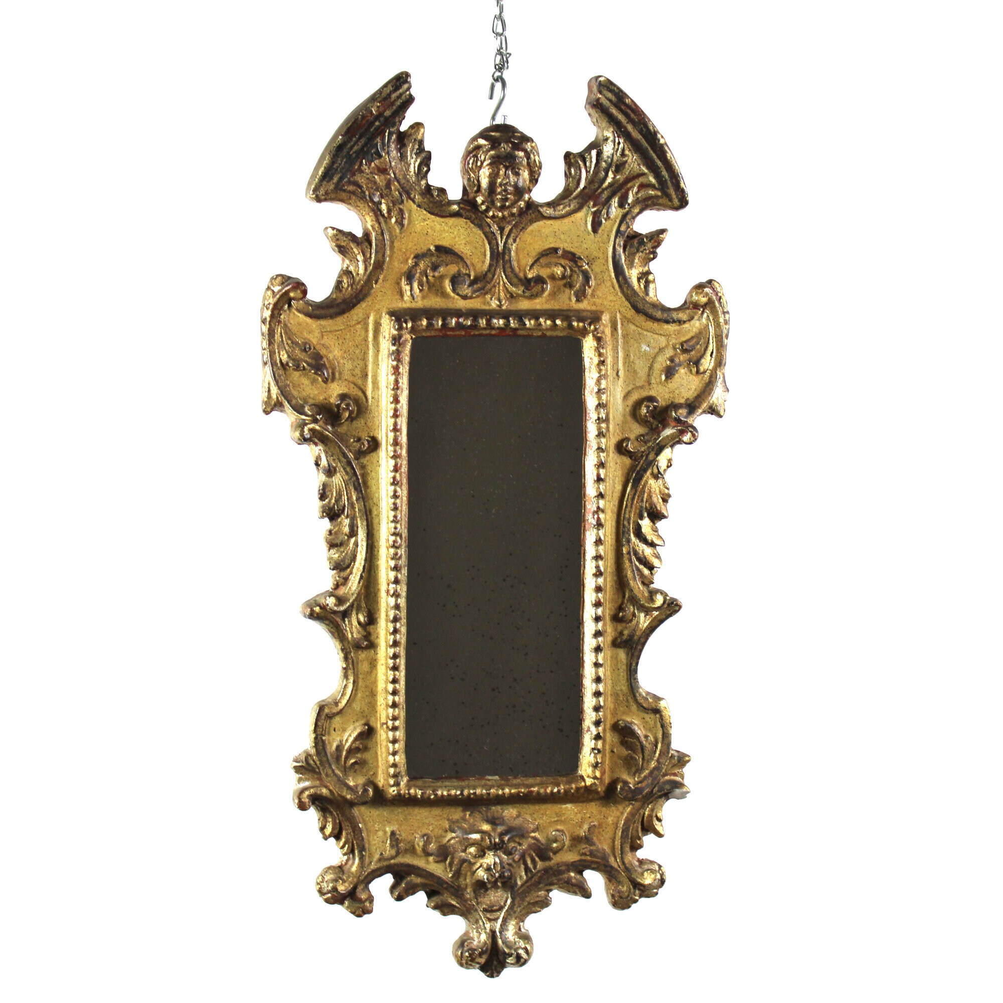 Vintage Antique Wall Mirror Baroque Style Angel Head Italy Italia