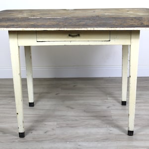 Vintage Rustic White Wooden Table Antique Writing Desk 1940s Furniture Furnishing Accessory Made in Italy Antiques